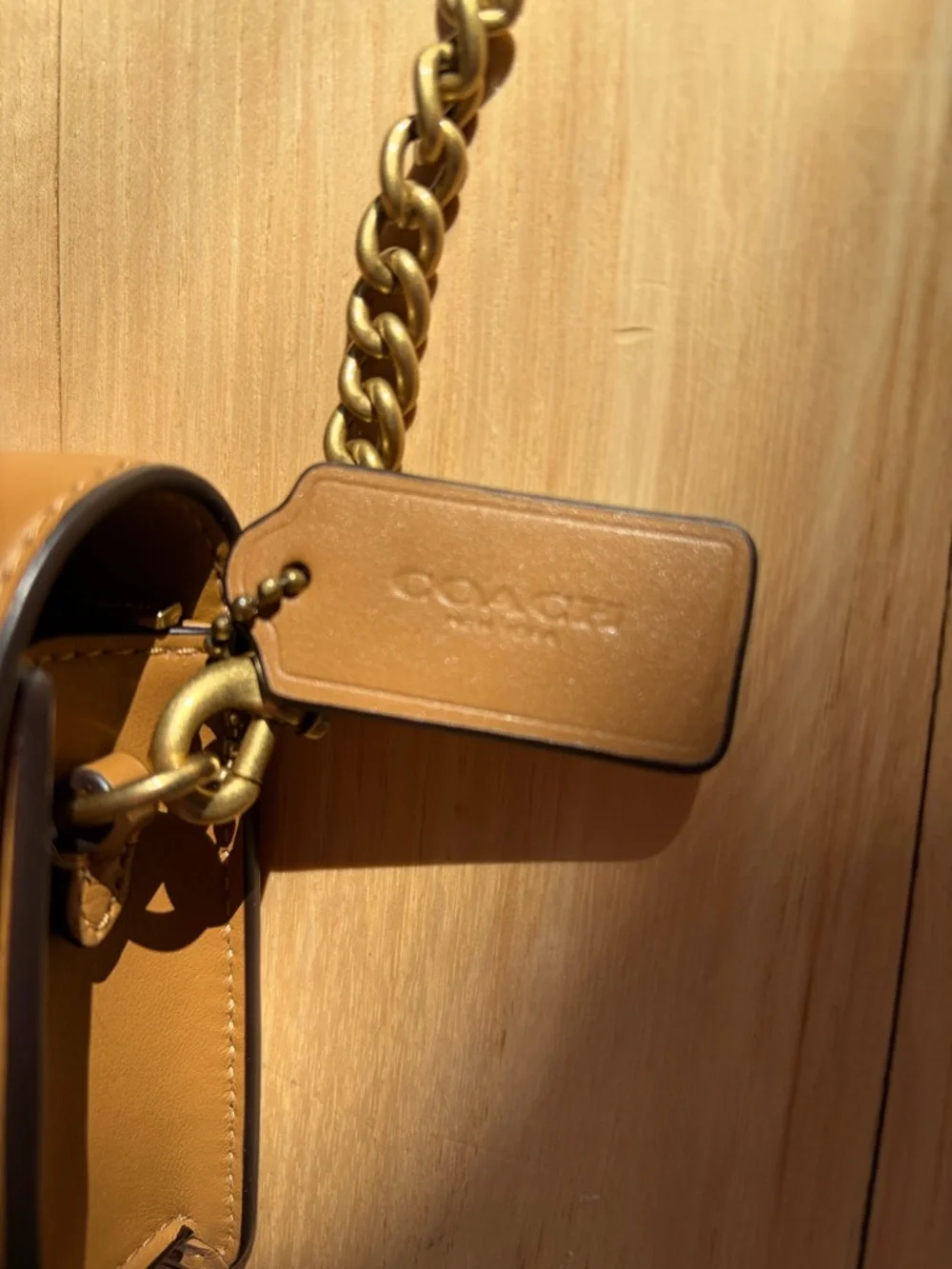 Coach Leather Evie Long Wallet with Chain in Honey Brown - Picture 2 of 5